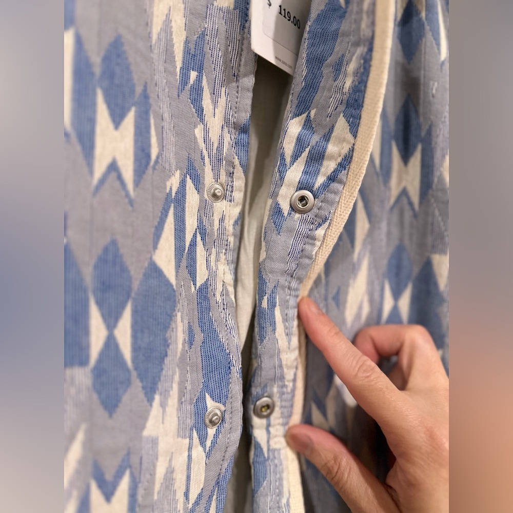 ZARA Men's Blue Patterned Jacket - Picture 16 of 16